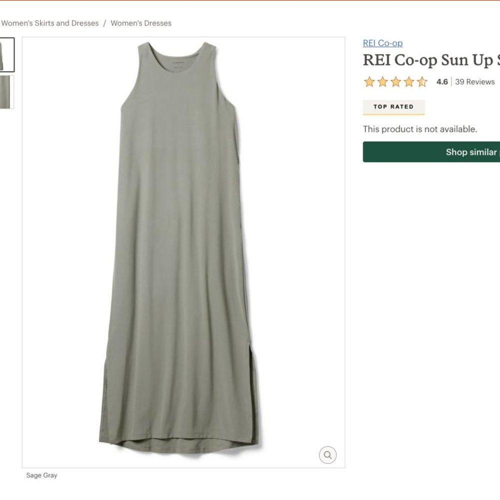 REI Co-op Sun Up Sleeveless Dress, Green, Large